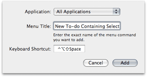 Services Keyboard Shortcuts