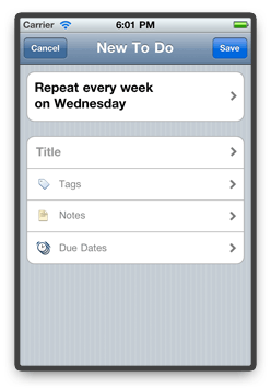 Repeating Task Modal View