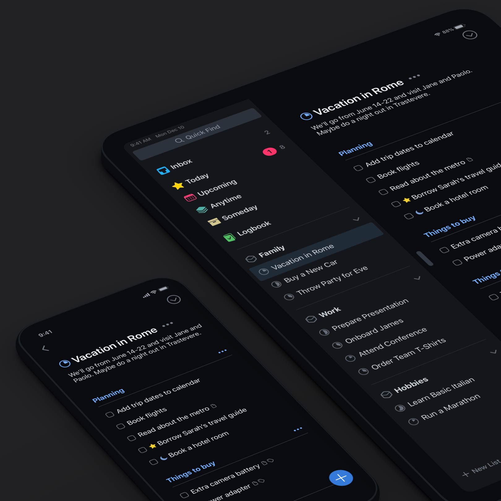 Things for iOS: Black Appearance