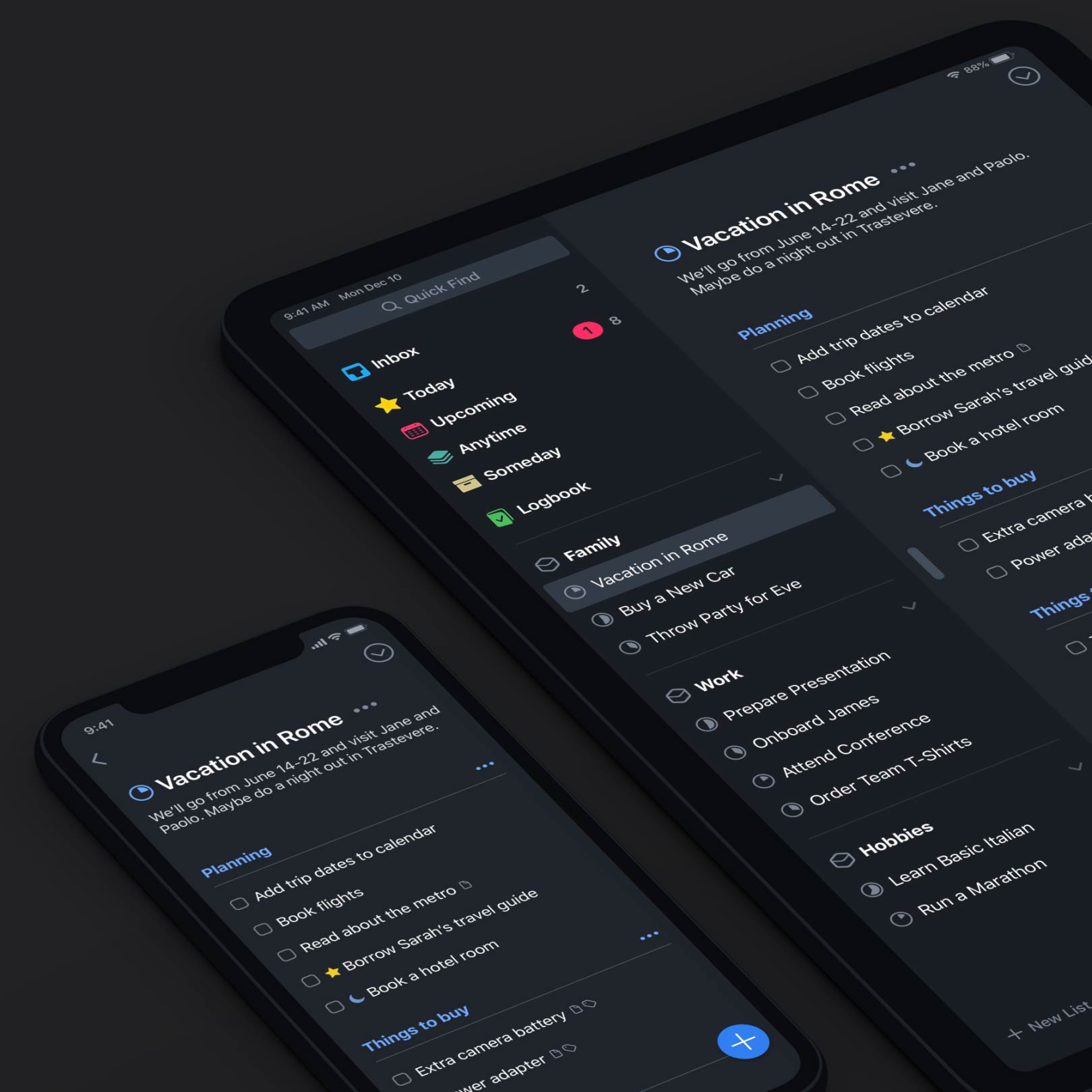 Things for iOS: Dark Appearance