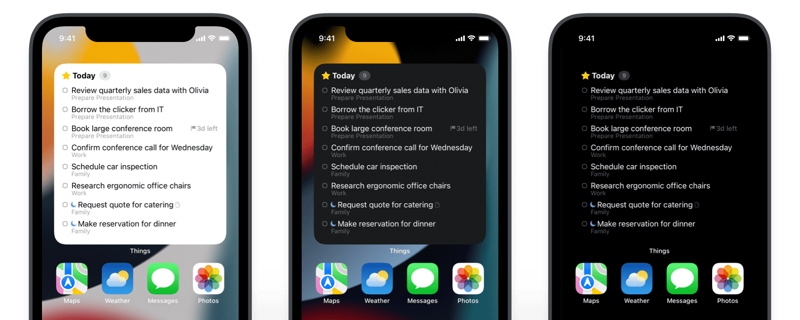 Widget appearance