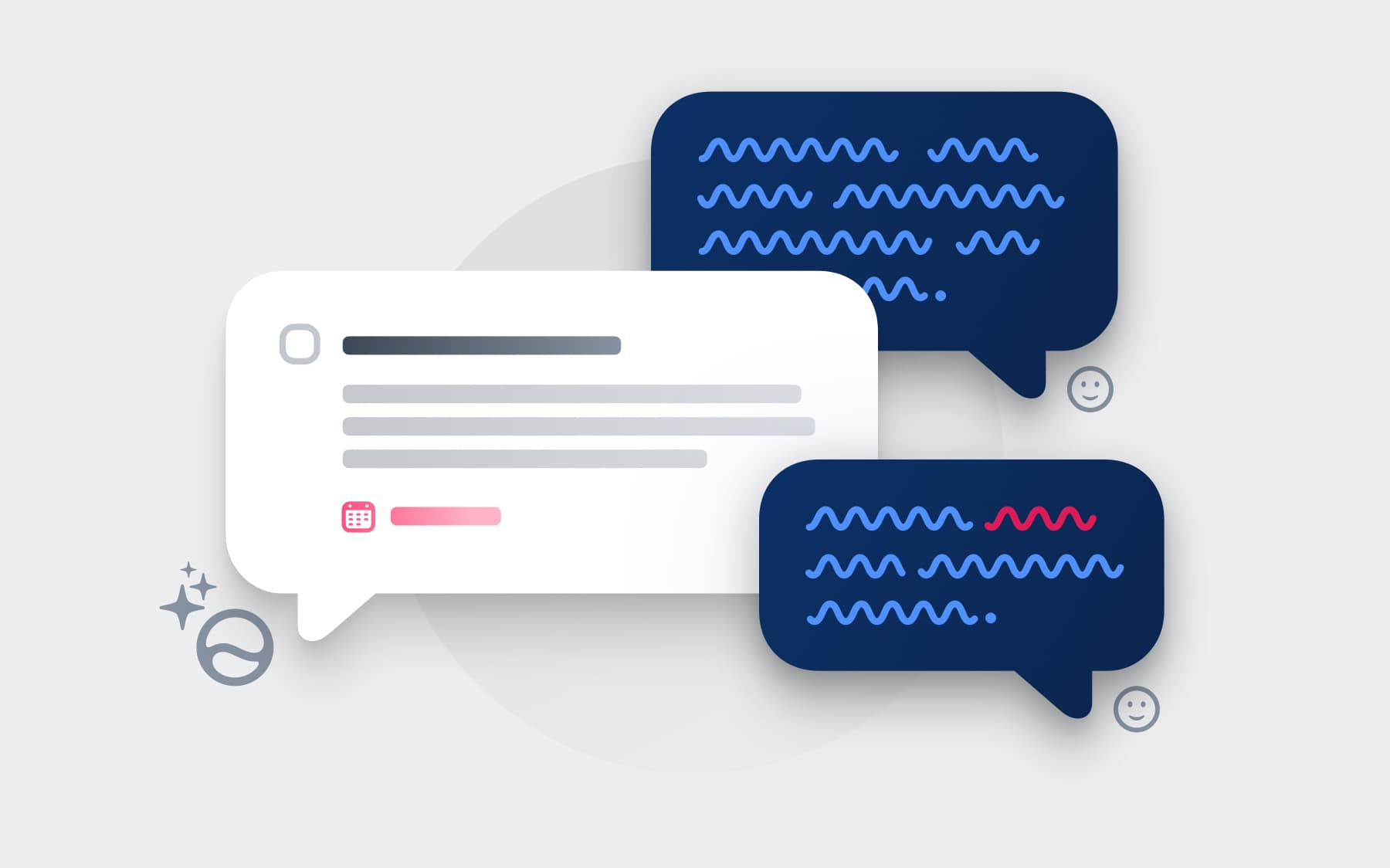 Speech bubbles alongside a to-do card, representing a conversation with Siri in Things
