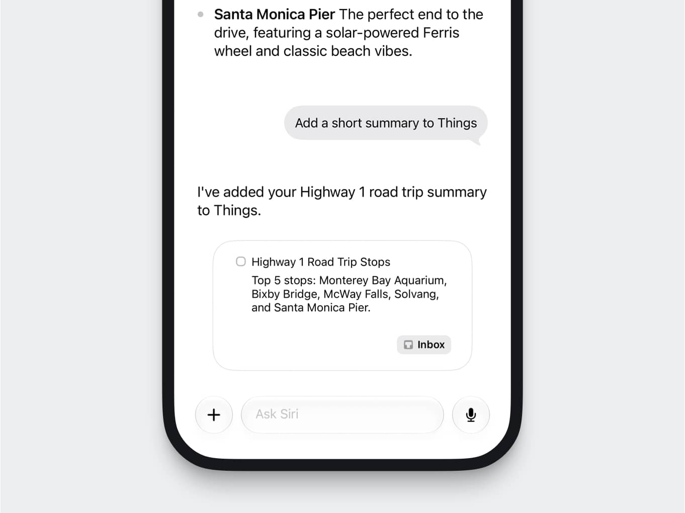Saving research from the Siri app to Things